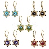 Star of David Evil Eye Handmade Glass Seed Beads with Lampwork Hoop Earrings EJEW-MZ00389-2