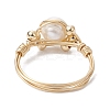 Natural Pearl Round Braided Bead Style Rings RJEW-JR00609-2