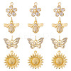 12Pcs 4 Styles Brass Pave Cubic Zirconia Pendants KK-GA0001-75-1