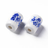 Floral Printed Porcelain Beads PORC-T007-16-3