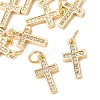 CZ Brass Micro Pave Cubic Zirconia Cross Charms LS-ZIRC-L018-16G-4