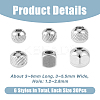 180pcs 6 Styles 202 Stainless Steel Beads STAS-DC0015-05-2