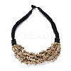 Natural Picture Jasper Nuggets Beads Bib Necklaces for Girl Women NJEW-G025-01E-1