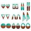 20Pcs 10 Styles Transparent Resin & Walnut Wood Big Pendants RESI-TA0002-99A-1