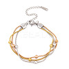 Stainless Steel Multi-strand Ball Bracelets BJEW-L687-01M-1