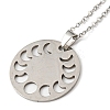 201 Stainless Steel Moon Phase Pendant Necklace with Cable Chains NJEW-Q317-23P-2
