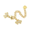 Brass Micro Pave Clear Cubic Zirconia End with Chains KK-P290-24G-1