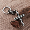 304 Stainless Steel Skull-shape Cross Keychains LS-HC7516-4
