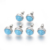 Natural & Synthetic Gemstone Stud Earrings EJEW-F162-H-2