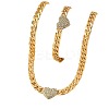 Heart Alloy Rhinestone Pendant Necklaces & Link Chain Bracelets WG19AD8-01-3