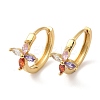 Flower Cubic Zirconia Hoop Earrings EJEW-G348-08G-1