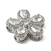 Brass Pave Cubic Zirconia 5-Petal Flower Multi-Strand Links KK-I276-30P-02-2