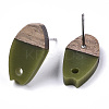 Opaque Resin & Walnut Wood Stud Earring Findings MAK-N032-010A-B02-3