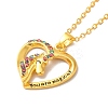 Colorful Rhinestone Heart with Unicorn Pandant Necklace with Cable Chains LS-NJEW-K246-01G-2