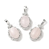 Natural Rose Quartz Oval Pendants G-NH0025-15P-21-1