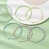 5Pcs 5 Colors Light Gold Brass Moon Braided Bead Bracelets Set BJEW-JB09737-02S-2