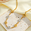 Two Tone 304 Stainless Steel Rose Flower Link Chain Necklaces for Women FS-WGCC2B1-01-3