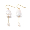 Fish Natural Pearl Dangle Earrings EJEW-E303-06G-1
