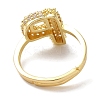 Rack Plating Letter Brass Micro Pave Clear Cubic Zirconia Adjustable Rings for Women KK-S391-03G-P-3