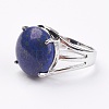 Adjustable Natural Lapis Lazuli Finger Rings RJEW-F075-01L-2