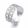 304 Stainless Steel Curb Chain Open Cuff Ring RJEW-T023-16P-3