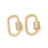 Brass Micro Pave Clear Cubic Zirconia Screw Carabiner Lock Charms KK-Z118-05G-1