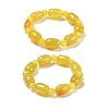 Natural Yellow Agate Bead Stretch Bracelets G-P570-01K-4