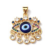 Lampwork Evil Eye Pendants with Colorful Cubic Zirconia ZIRC-L102-13G-06-2