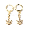 Clear Cubic Zirconia Maple Leaf Dangle Hoop Earrings EJEW-B017-01G-1