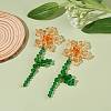 Imitation Austrian Crystal Flower of Life Dangle Stud Earrings X1-EJEW-TA00029-02-2