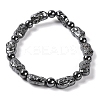 Round & Nuggets Synthetic Non-magnetic Hematite Beaded Stretch Bracelets for Women BJEW-Q345-09-1