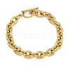 Ion Plating(IP) 304 Stainless Steel Oval Link Chain Bracelets for Men Women BJEW-G723-01G-1