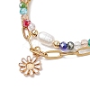 Electroplated Glass & Imitation Pearl Multi-strand Bracelets BJEW-JB10430-3
