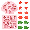 2Pcs 2 Styles Sea Animal Food Grade Silicone Molds SIL-TA0002-16-1