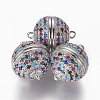 Brass Micro Pave Cubic Zirconia Magnetic Clasps with Loops ZIRC-L082-E-02-P-1