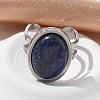 Oval Natural Lapis Lazuli Finger Rings RJEW-M062-02P-01-4