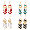 4 Pairs 4 Colors Glass Seed Beaded Tassel Chandelier Earrings EJEW-FI0002-40-1