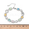 Brass Micro Pave Clear Cubic Zirconia Link Chain Bracelets for Women BJEW-C156-03P-5