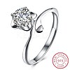Adjustable 925 Sterling Silver Cubic Zirconia Finger Rings RJEW-BB20774-6-1