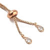 Brass Pave Clear Cubic Zirconia Rectangle Slider Bracelet Making LS-BJEW-U005-01G-3