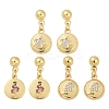 Flat Round with Star & Wing & Snake Brass Micro Pave Cubic Zirconia Dangle Stud Earrings EJEW-Z115-01G-4