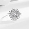 Daisy Rotatable Open Cuff Rings for Women RJEW-S402-05P-1