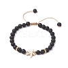 Adjustable 6mm Round Natural Lava Rock Braided Bead Bracelets BJEW-JB10615-03-1