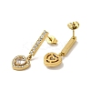 Ion Plating(IP) Stainless Steel Inlay Rhinestone & Clear Cubic Zirconia Stud Earrings for Women EJEW-M024-08B-G-2