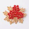 Flower Eco-Friendly Alloy Acrylic Pearl Safety Brooches JEWB-I009-02A-1
