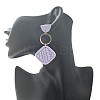 Polymer Clay & Alloy & Wood Woven Dangle Stud Earrings FS-WG7370D-07-2