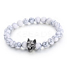 Natural Howlite Round Beads Stretch Bracelets GX4773-5-1
