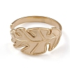 Ion Plating(IP) 304 Stainless Steel Monstera Leaf Open Cuff Rings for Women RJEW-G285-68G-2
