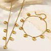 304 Stainless Steel Heart Pendant Curb Chain Necklaces & Bracelets Sets for Women SJEW-F225-02G-3