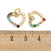 Heart Rack Plating Brass Micro Pave Cubic Zirconia Charms KK-U021-13B-G-3